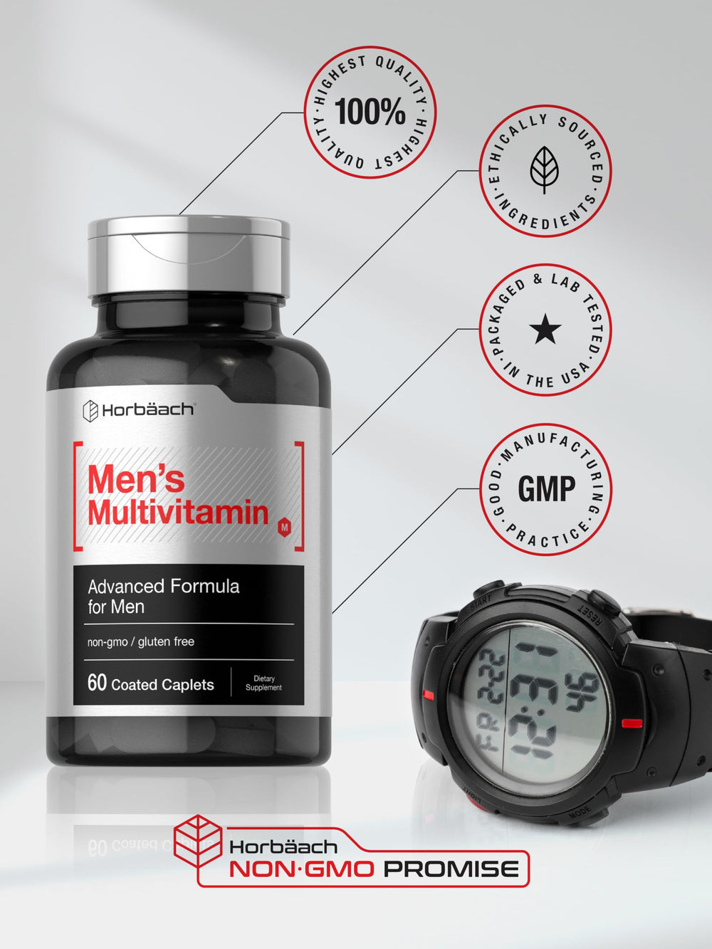 Horbäach men's multivitamin label and seal