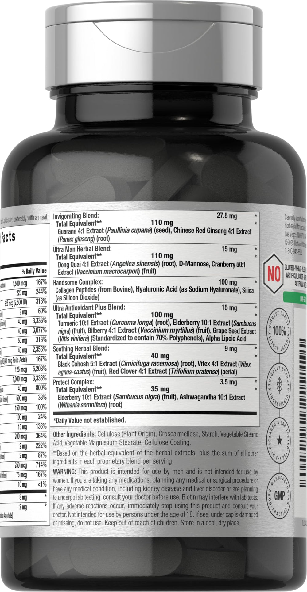 Label close-up of Horbaach 50+ multivitamin
