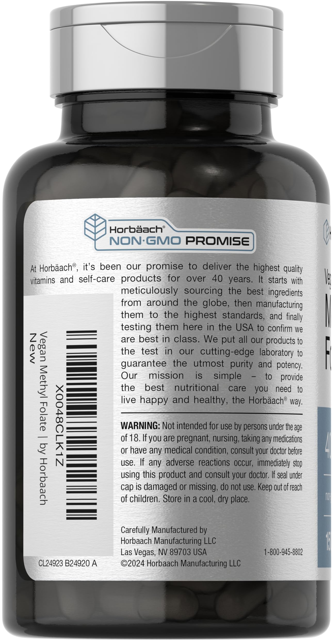 Vegan capsules of Horbäach Methyl Folate 400 mcg