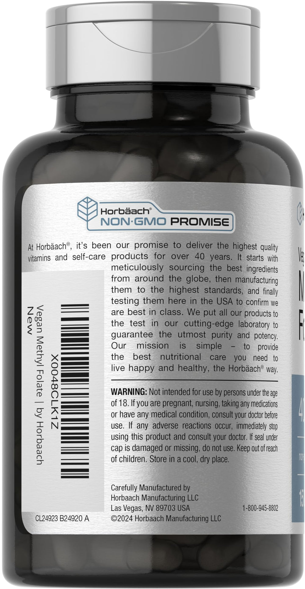Vegan capsules of Horbäach Methyl Folate 400 mcg