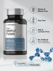 Non-GMO, gluten-free packaging of Horbäach Methyl Folate