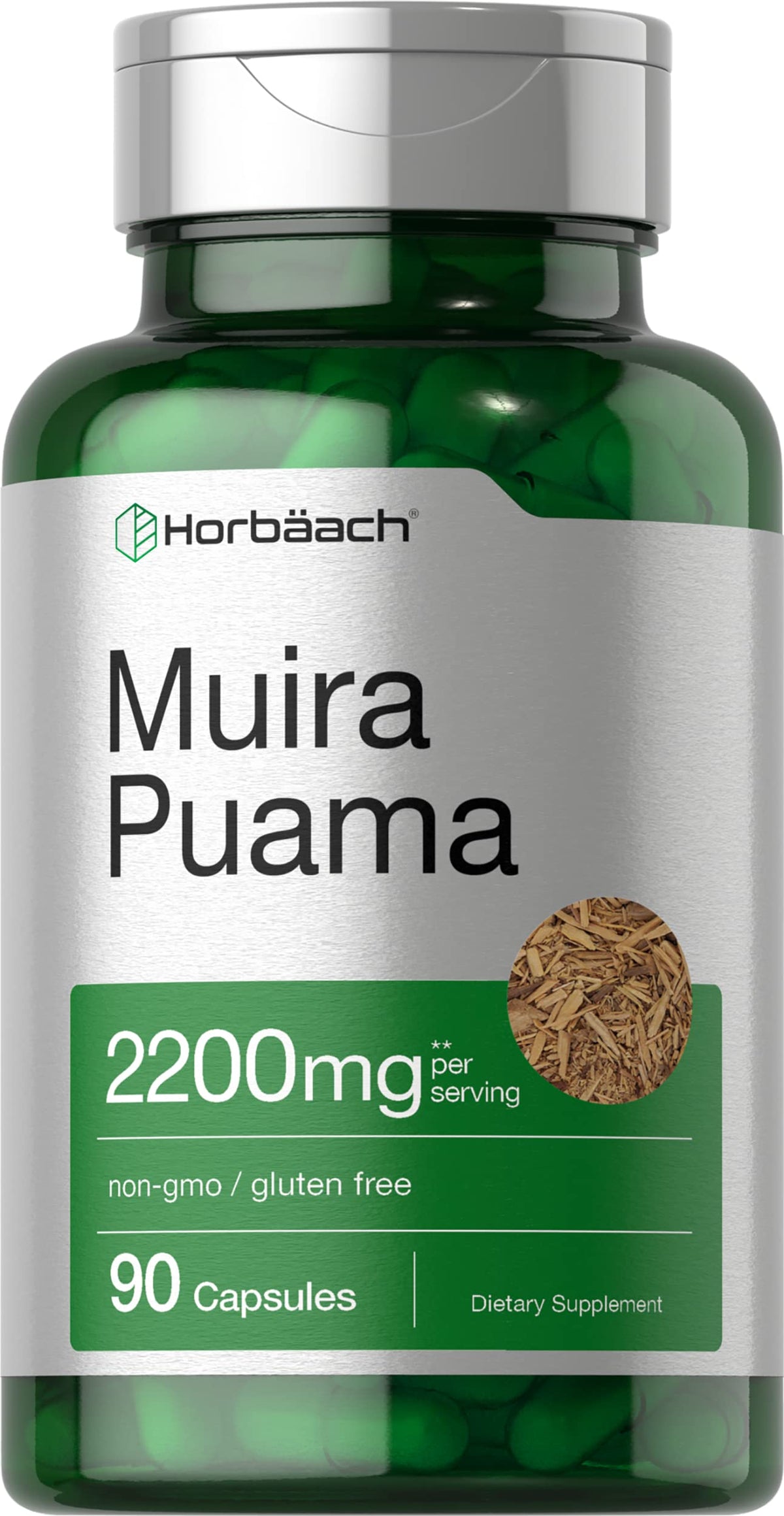 Horbäach Muira Puama Root Extract 2200 mg bottle with 90 capsules