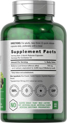 Bottle label showing product details for Horbaach Mulberry Leaf Extract Capsules