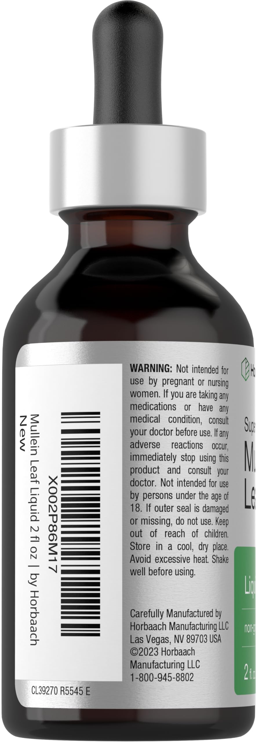 Ingredients label for Horbaach Mullein Leaf Extract Drops