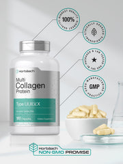 Close-up of hydrolyzed collagen capsules