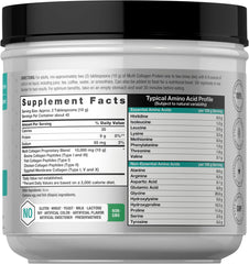 Back label with supplement facts on Horbaach collagen powder