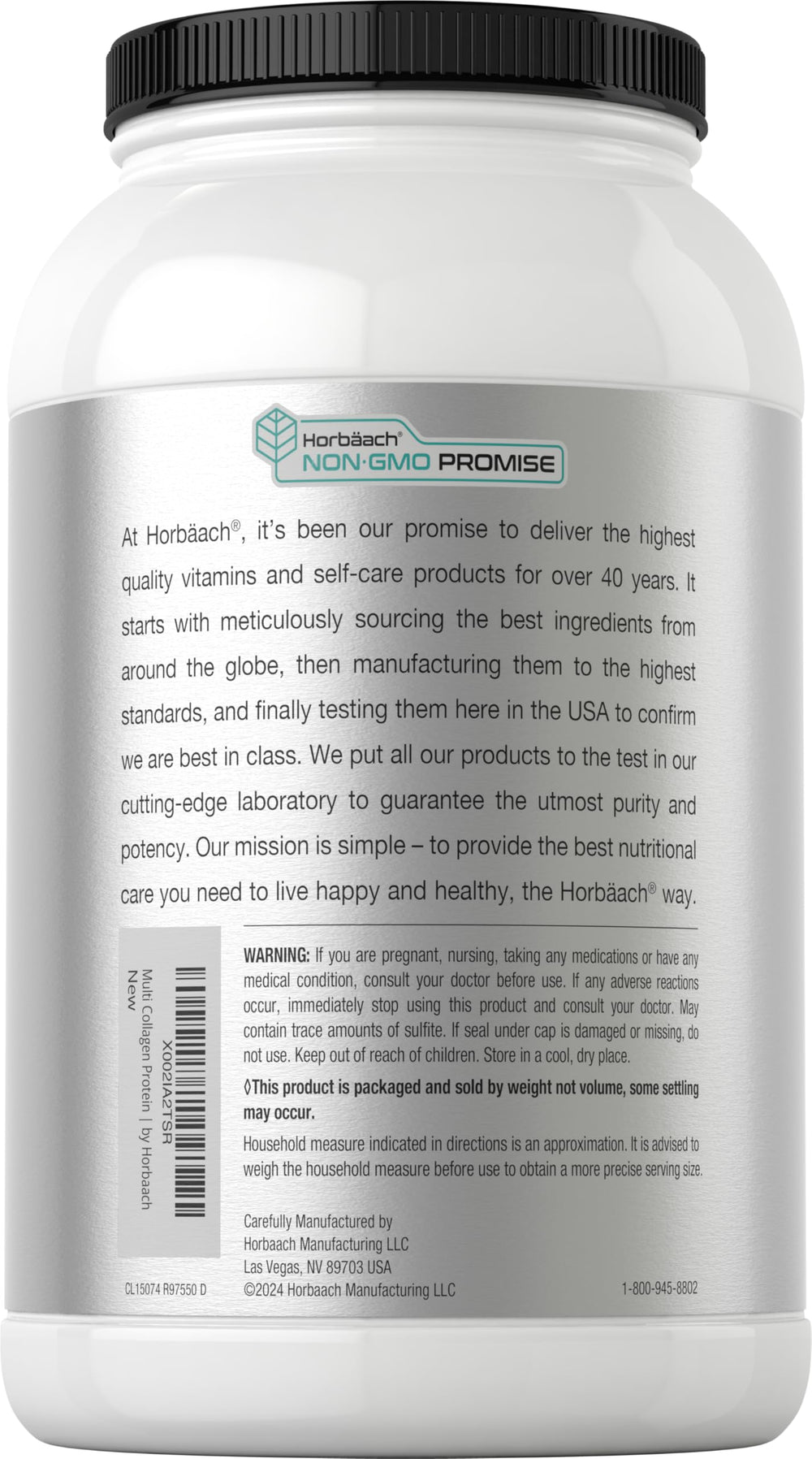 Nutrition panel for Horbaach Multi Collagen Protein Powder