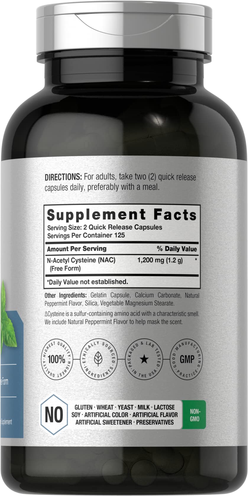 Gluten-free, non-GMO Horbaach NAC product label