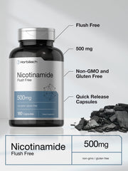 Close-up of Nicotinamide 500mg capsules