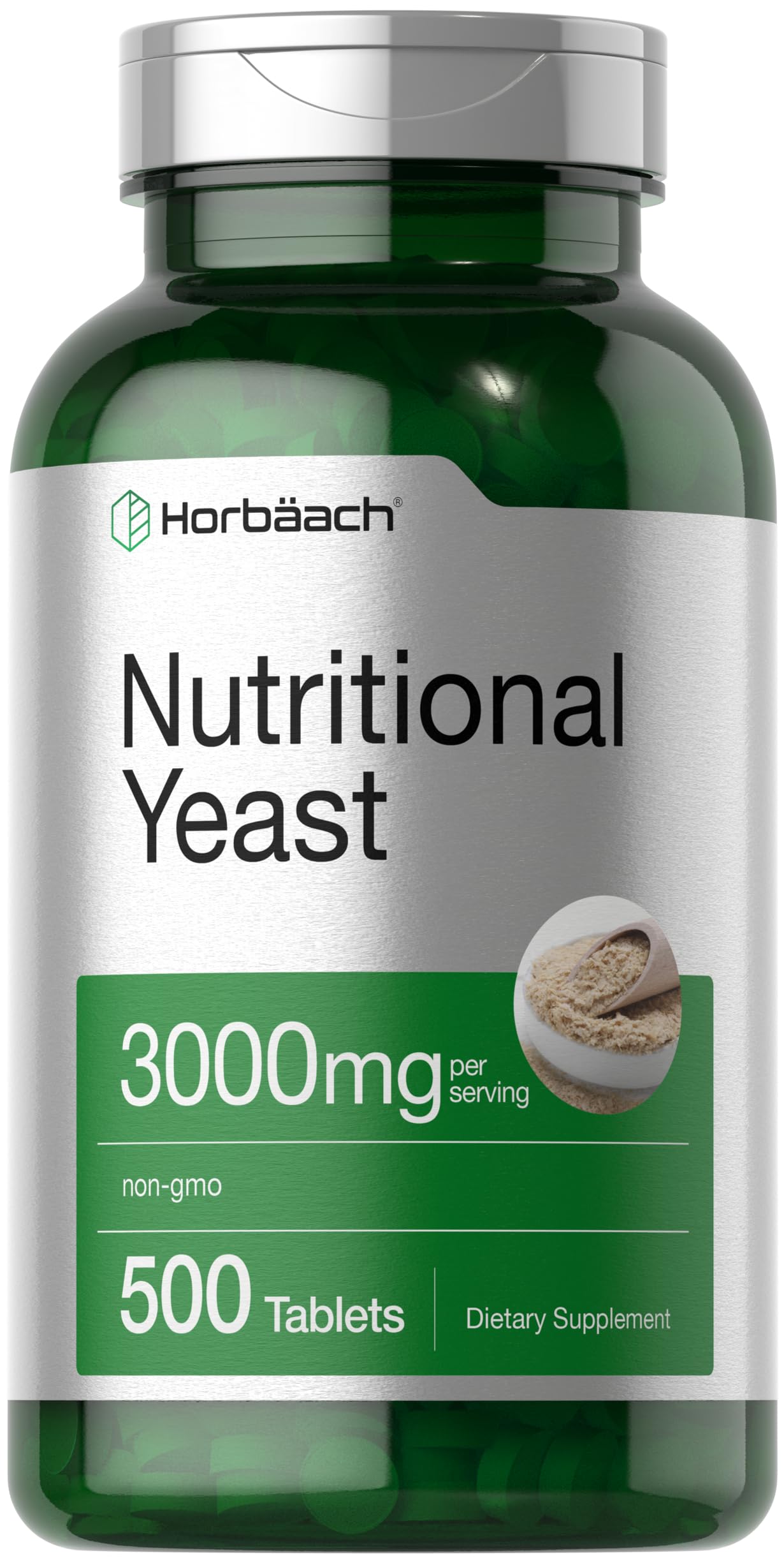 Horbaach Nutritional Yeast Tablets 3000mg bottle – front view