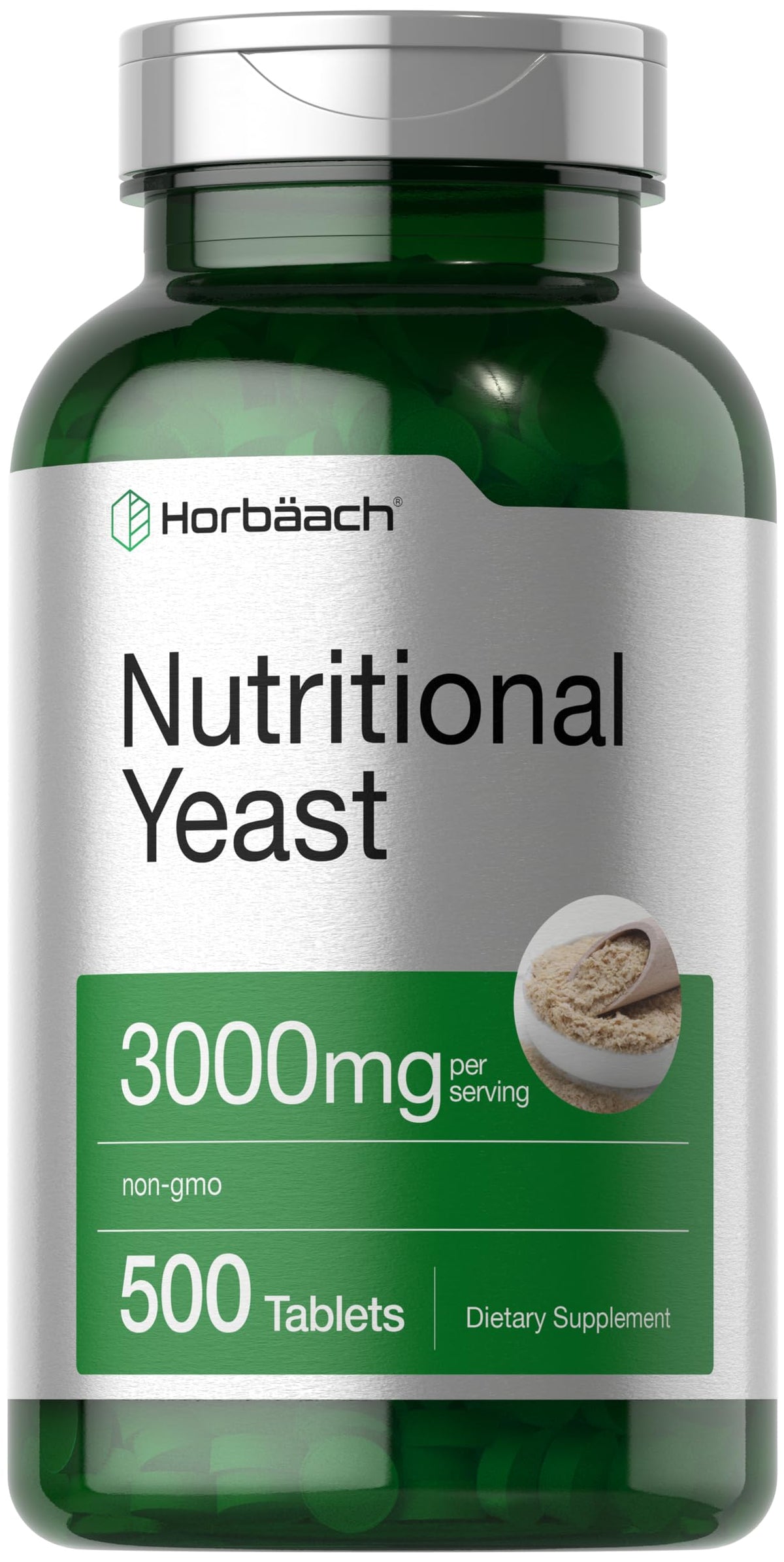 Horbaach Nutritional Yeast Tablets 3000mg bottle – front view
