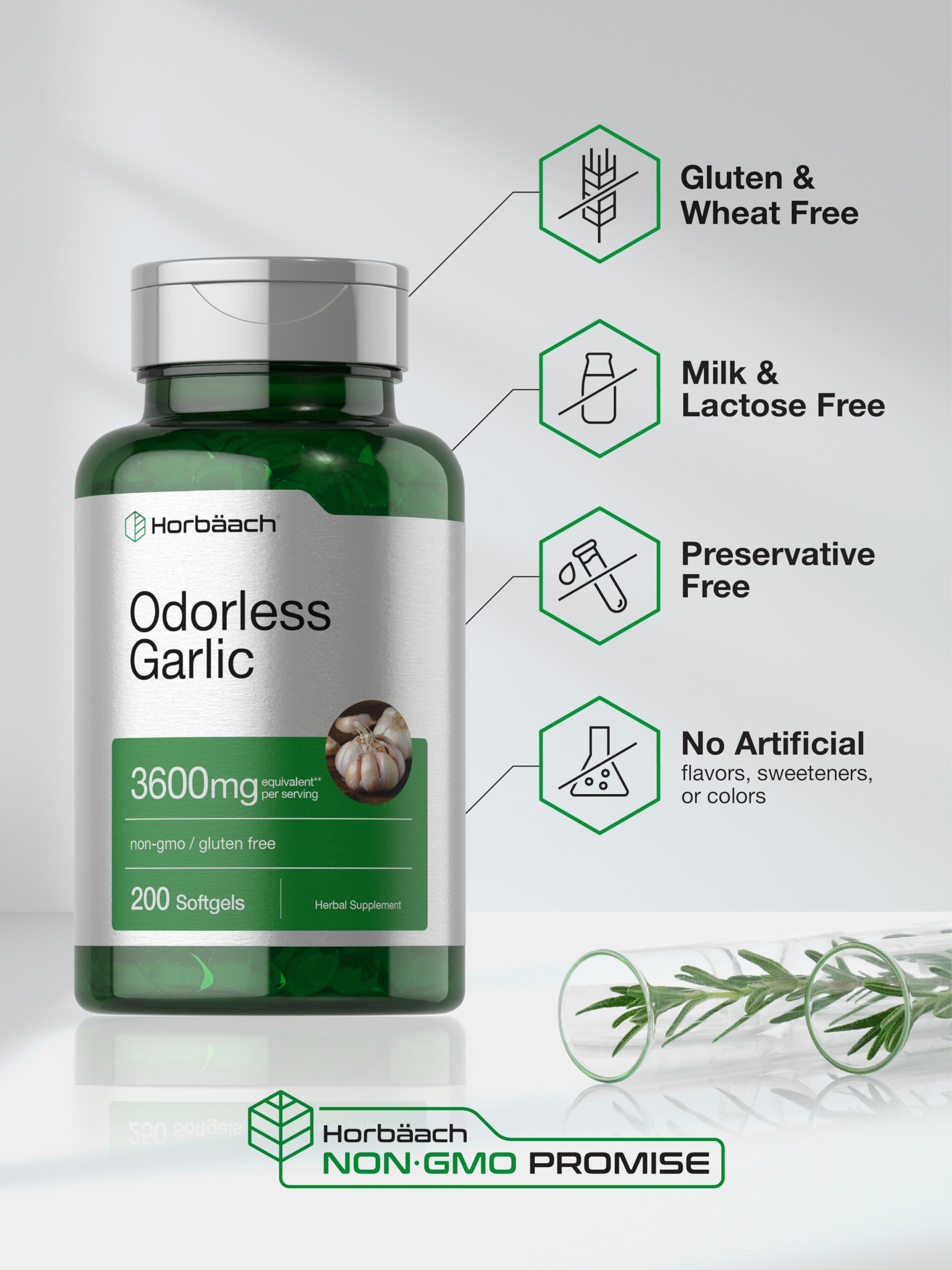 Packaging image of Horbäach Odorless Garlic Softgels