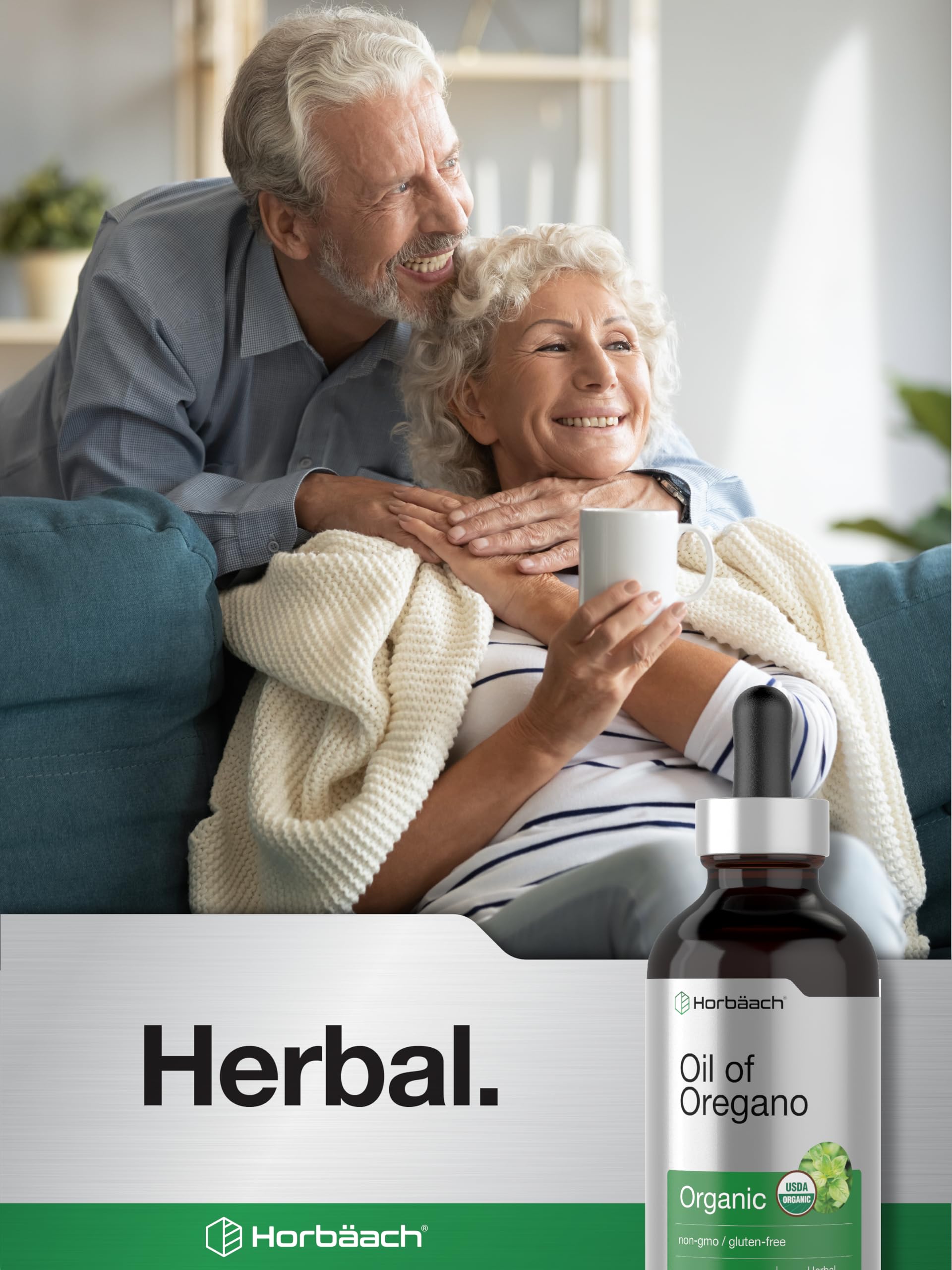 Packaging of Horbäach Organic Oil of Oregano Drops 4 oz