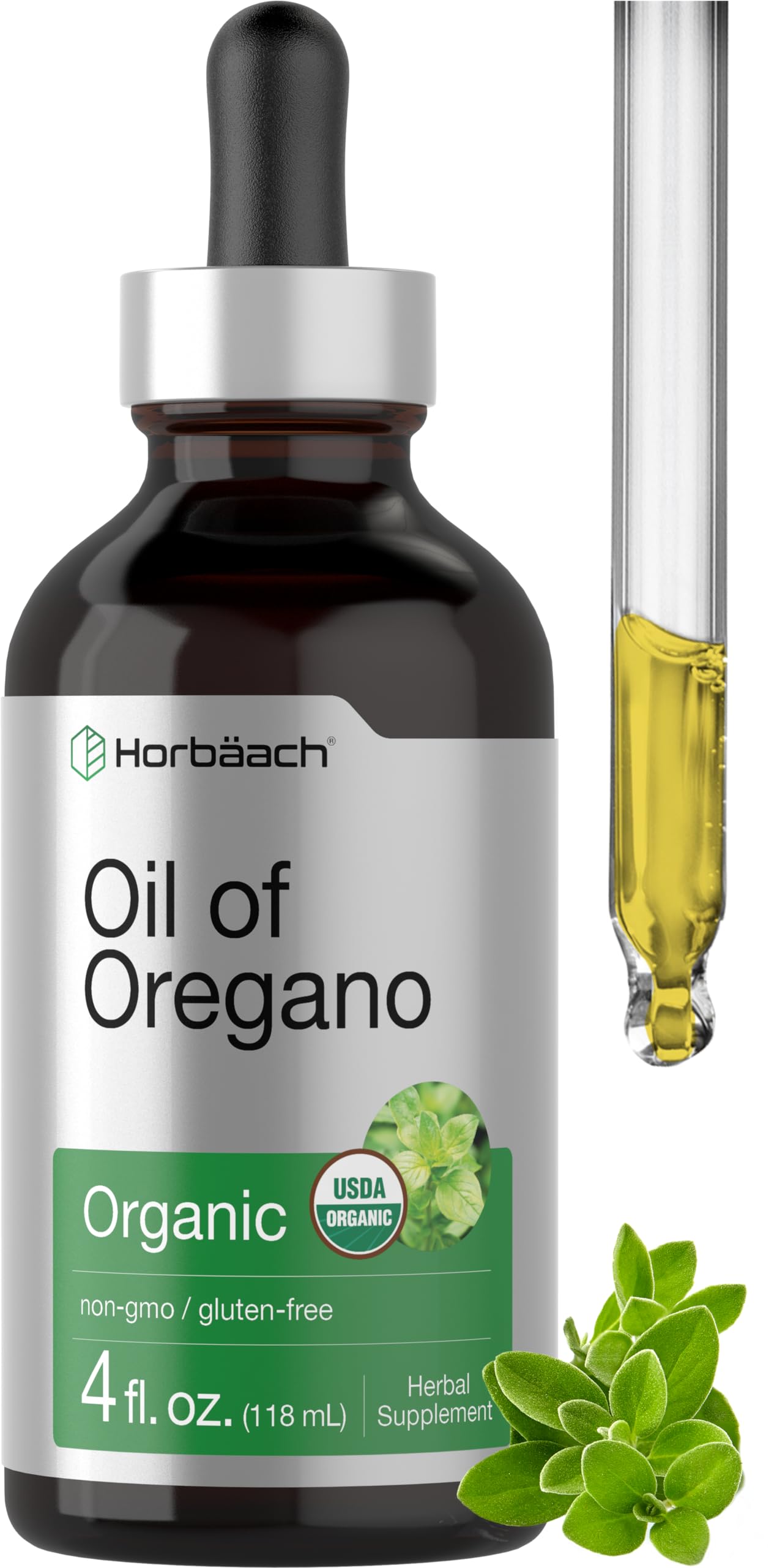 Horbäach Organic Oil of Oregano Drops bottle 4 oz