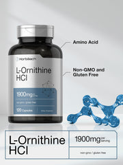 Horbaach Ornithine HCl 1900 mg product label detail