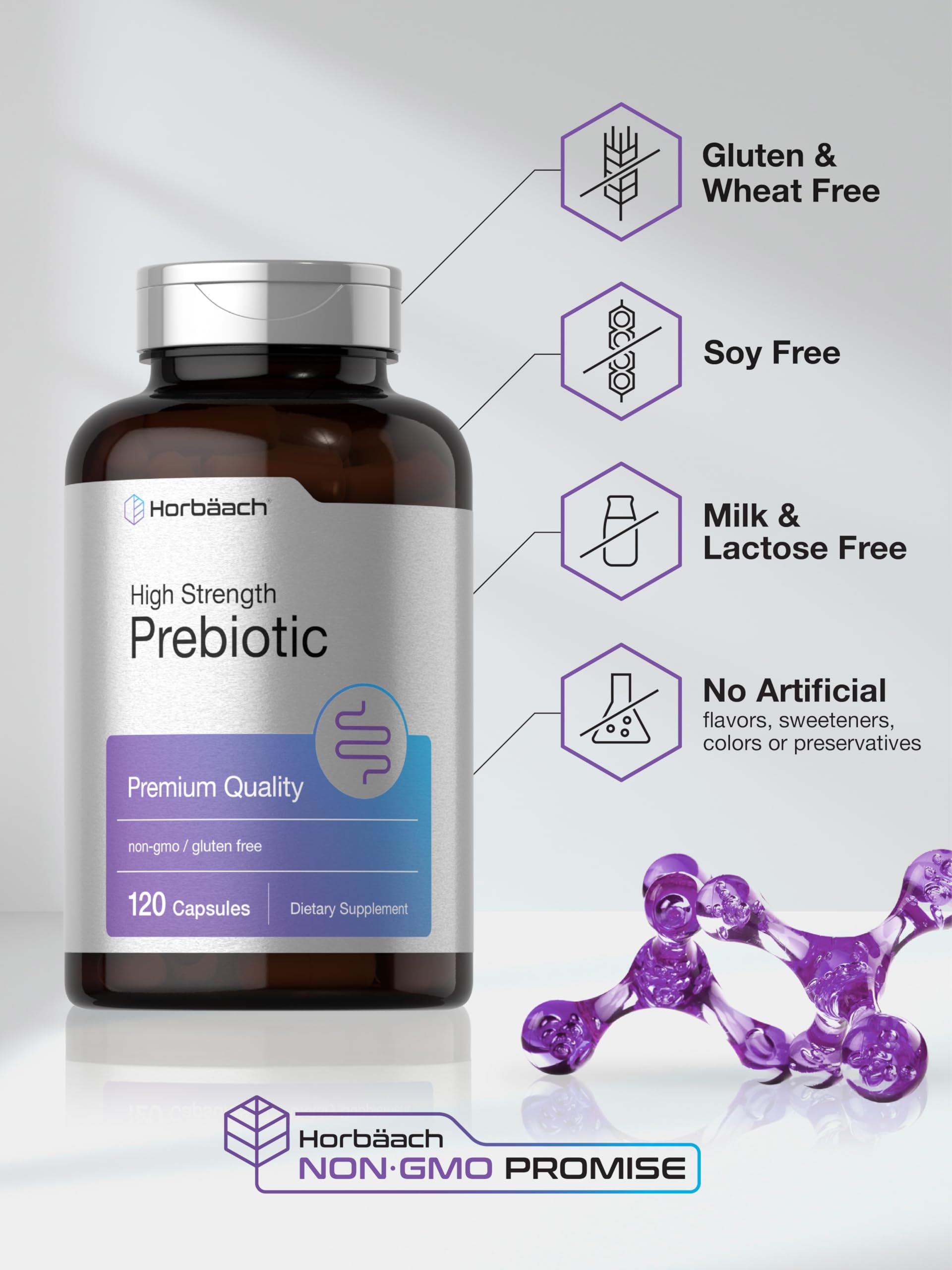 Lifestyle shot showing daily use of Horbäach Prebiotic supplement