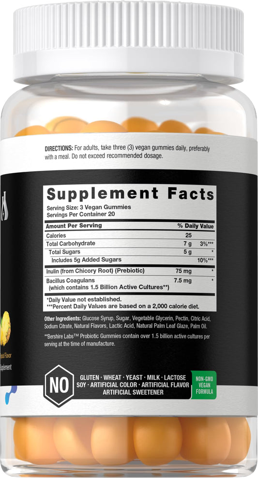 Back of Horbaach Probiotic Gummies bottle with supplement facts