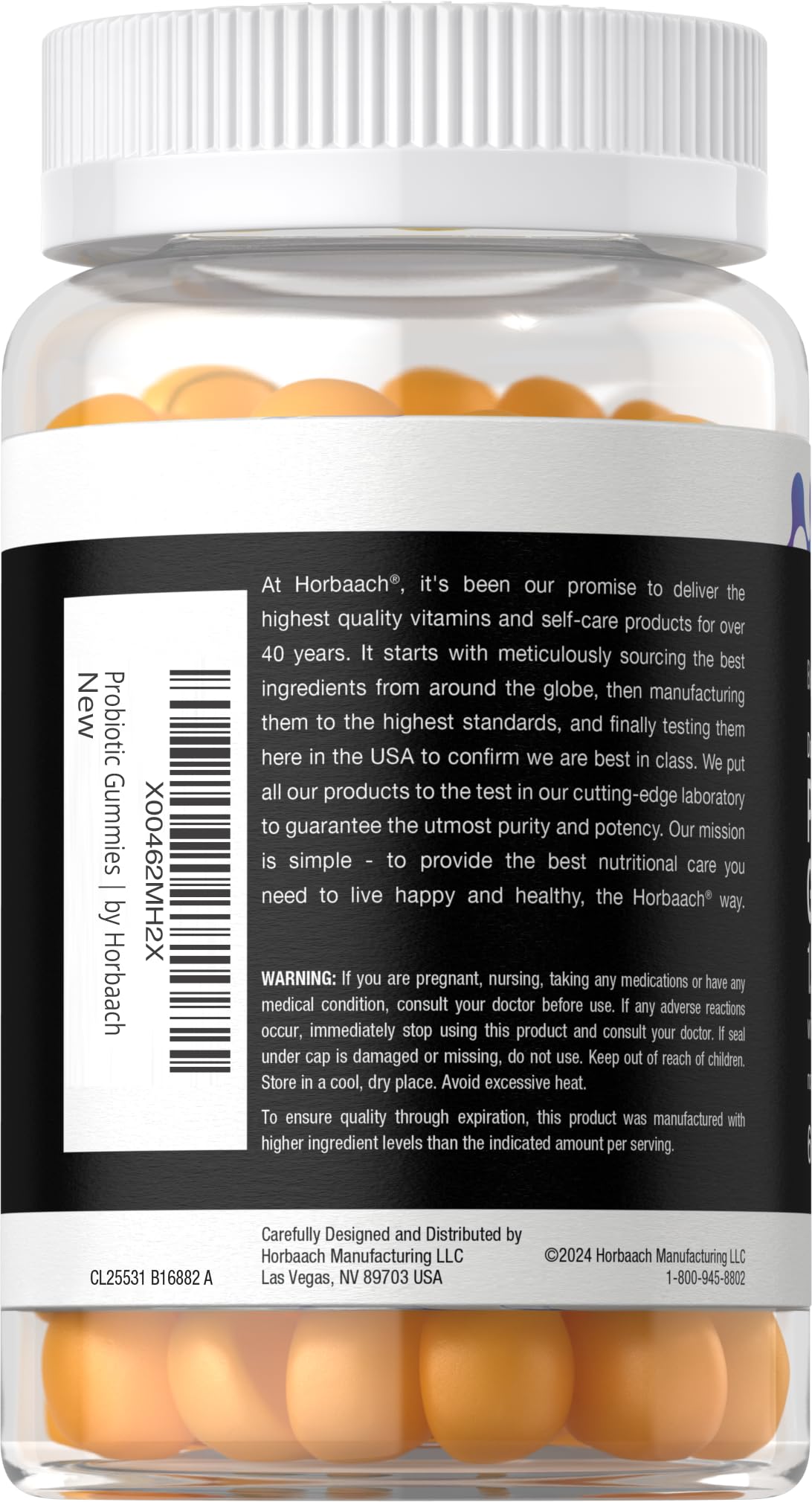 Close-up of tropical flavor Horbaach probiotic gummy