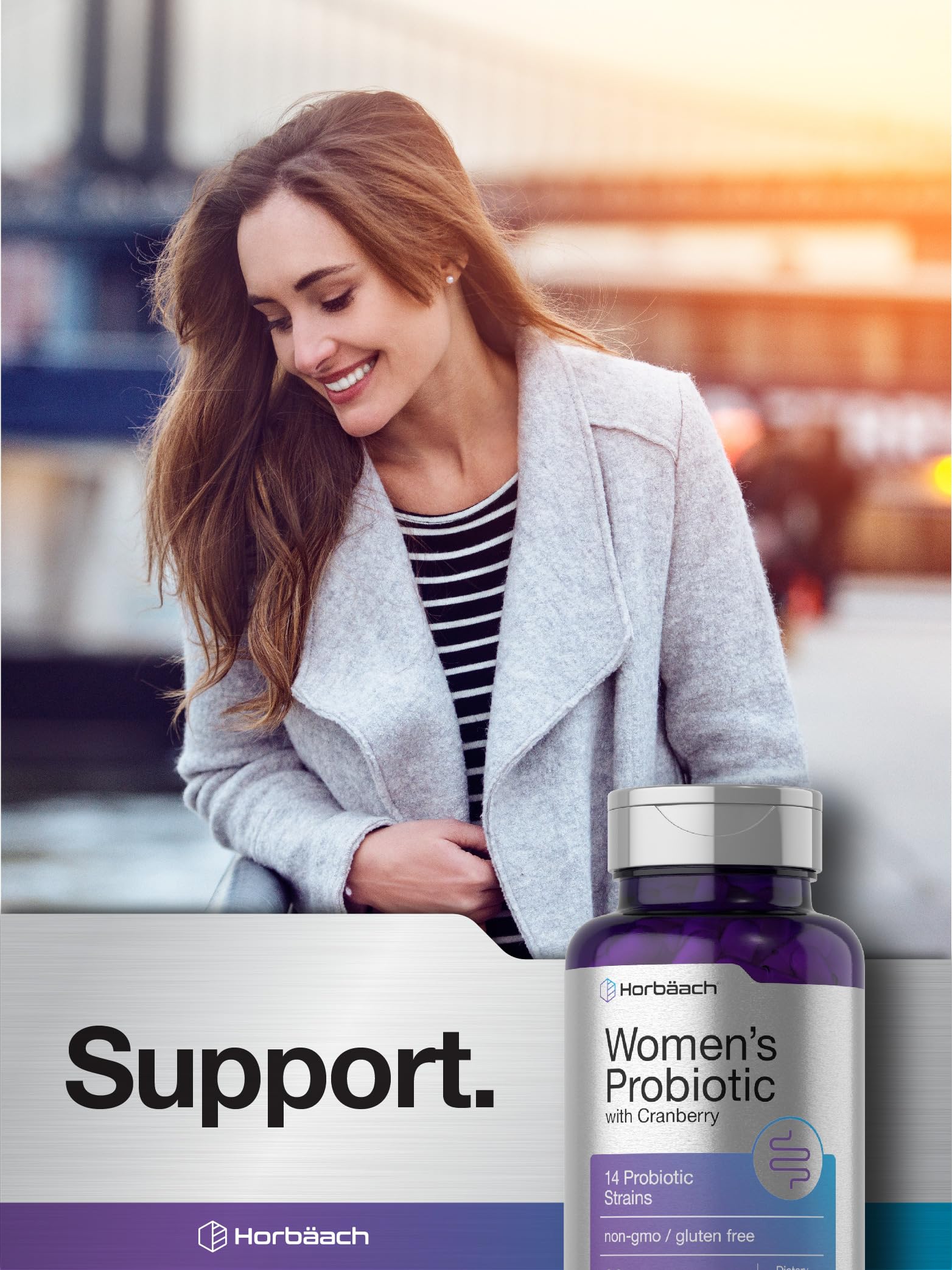 Graphic highlighting health benefits for women's probiotic health