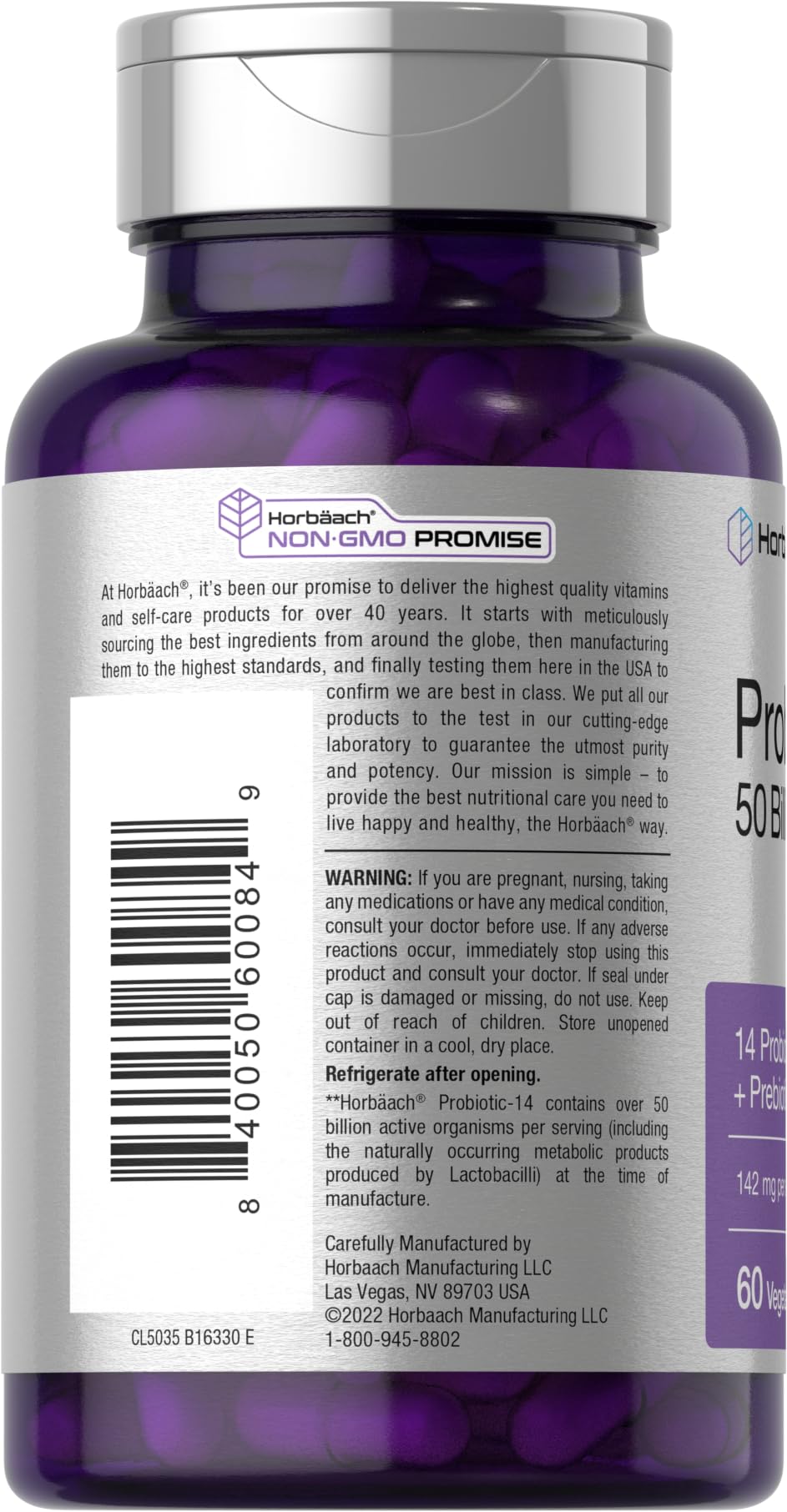 Non-GMO and gluten-free probiotic packaging