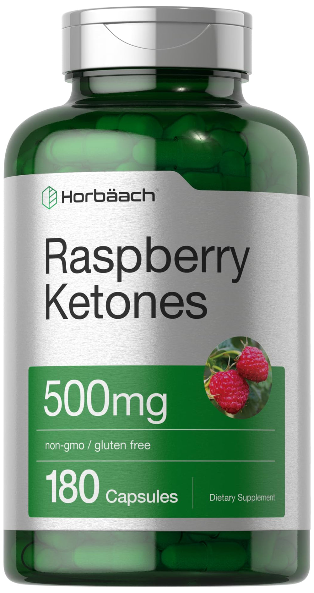 Horbäach Raspberry Ketones 500mg 180 capsules bottle