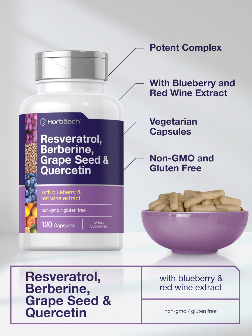 Bottle label showing Non-GMO, Gluten Free and Vegetarian claims
