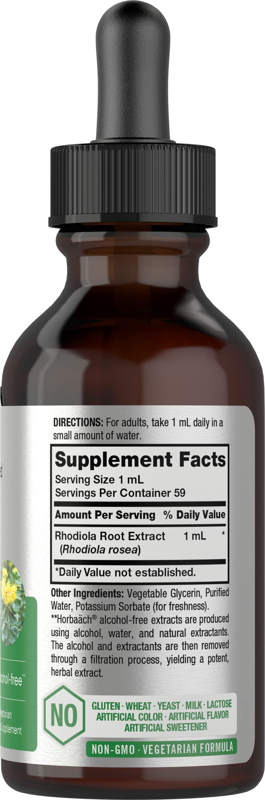 Ingredients panel of Horbaach Rhodiola Rosea tincture