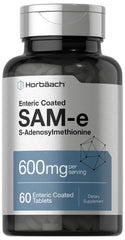 Front view of Horbaach SAM-e 600mg vegetarian tablets bottle