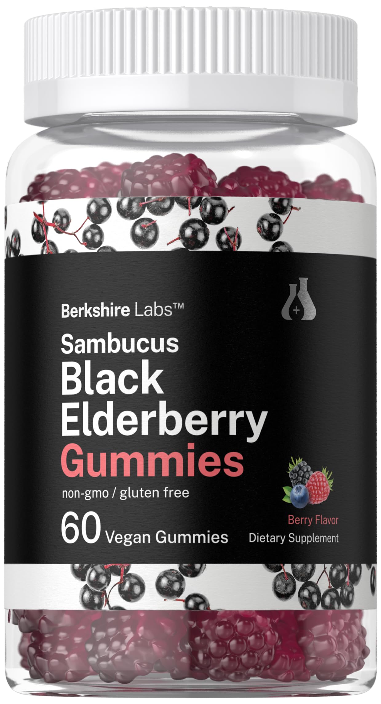 Bottle of Horbaach Sambucus Black Elderberry Gummies 60-count