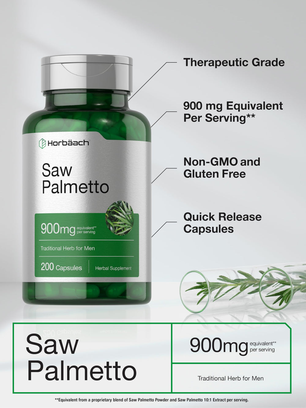 Capsules of saw palmetto extract on a white background