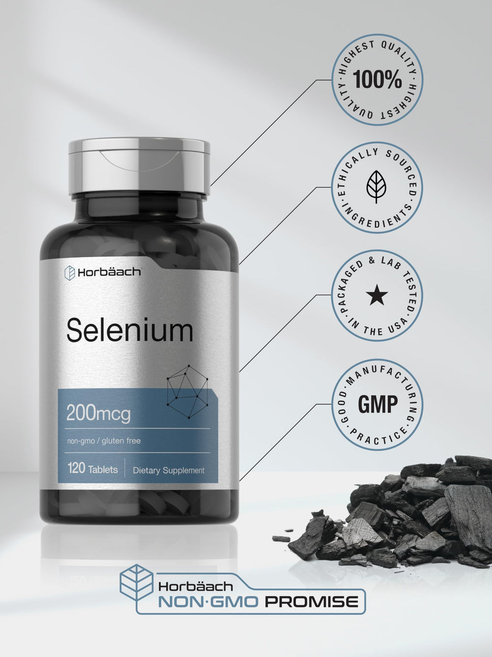 Horbäach Selenium bottle and packaging