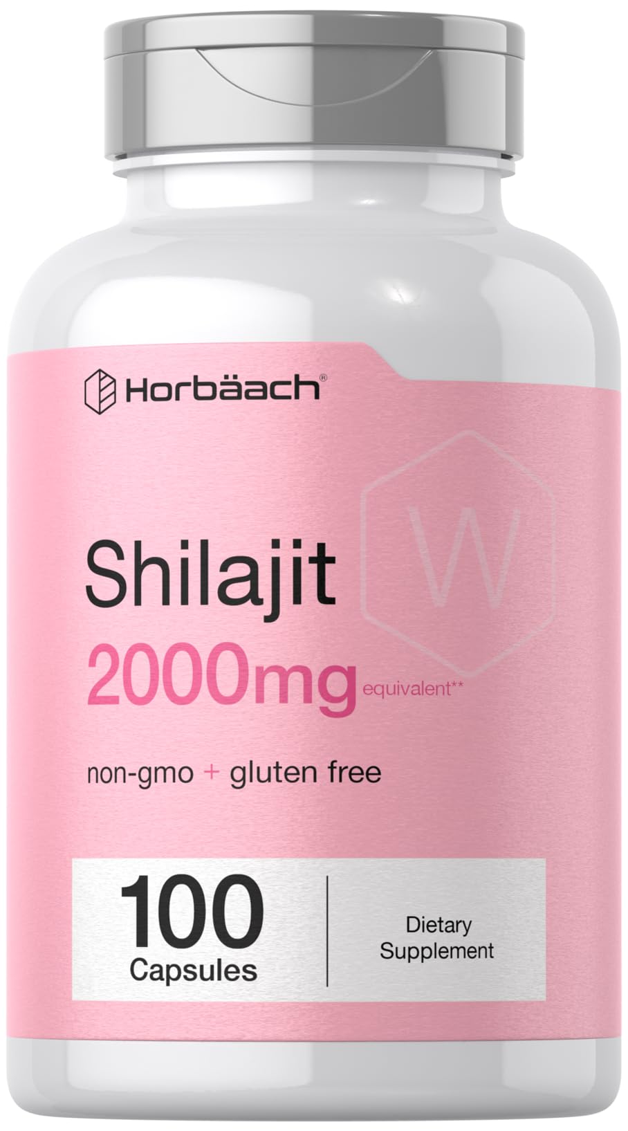 Horbaach Shilajit for Women bottle label – 100 capsules, 2000mg