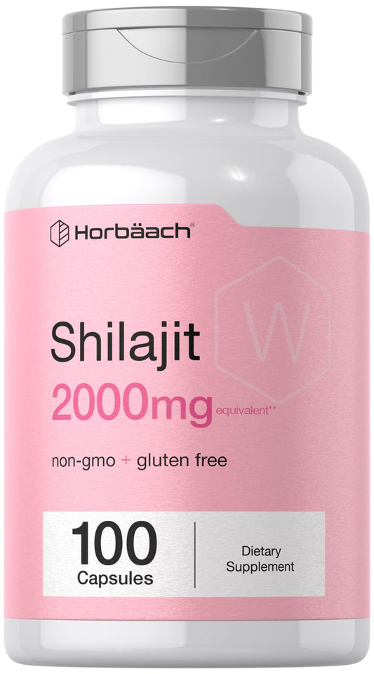 Horbaach Shilajit for Women bottle label – 100 capsules, 2000mg