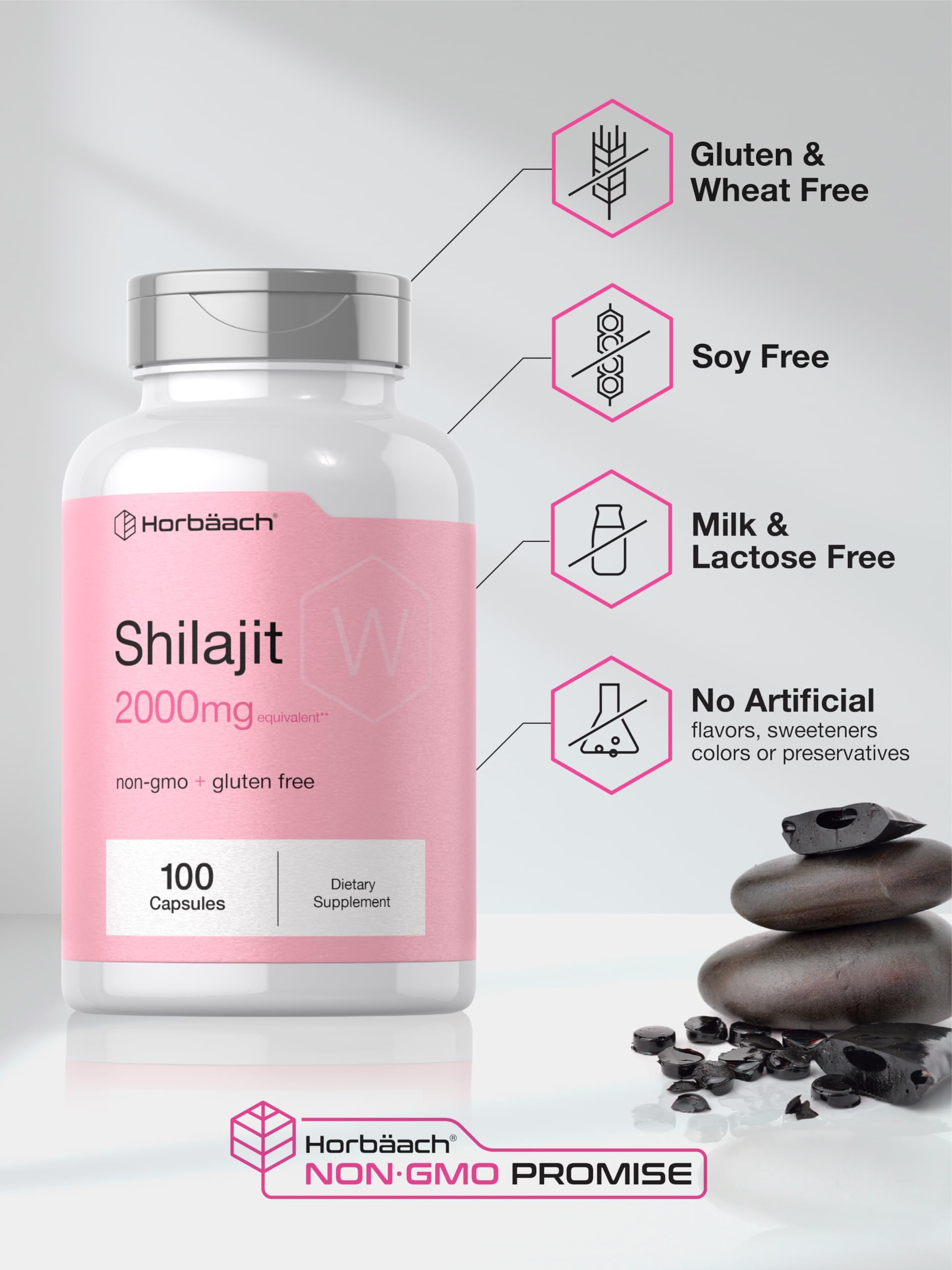 Detail of Horbaach Shilajit for Women label