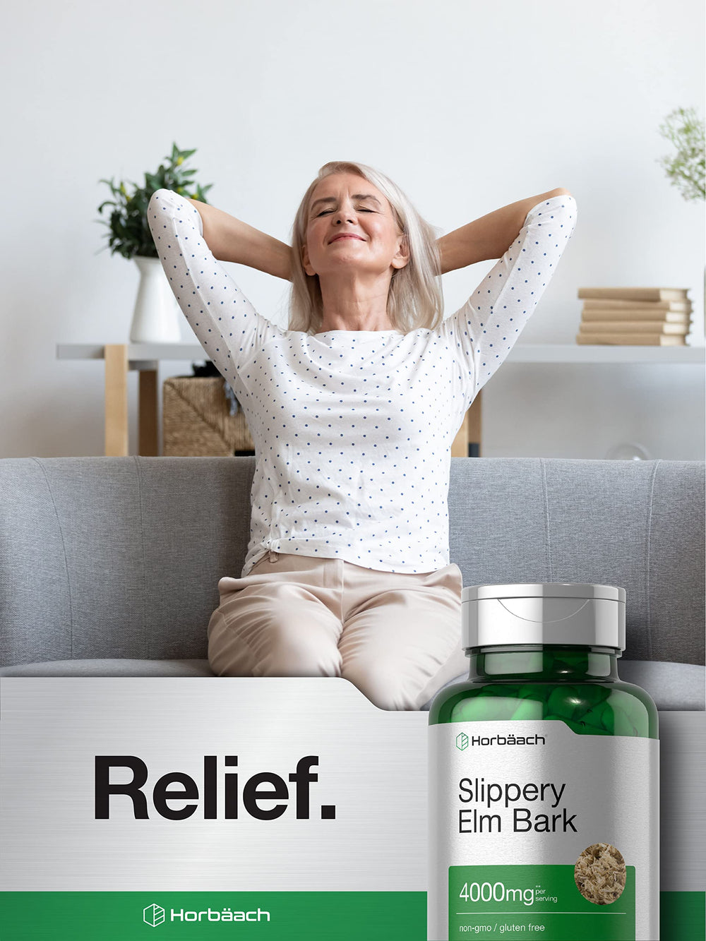 Horbäach Slippery Elm Bark Capsules back panel