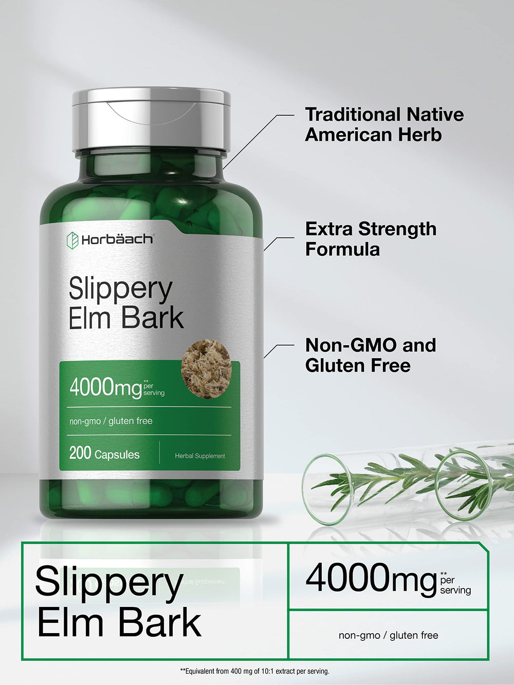 Close-up of slippery elm bark capsules