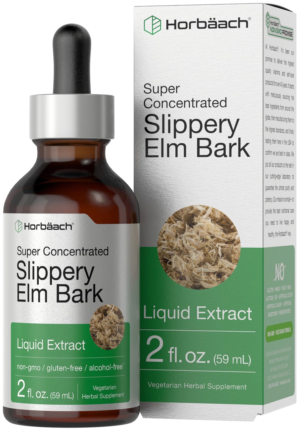 Bottle of Horbaach Slippery Elm Liquid Drops 2 Fl Oz