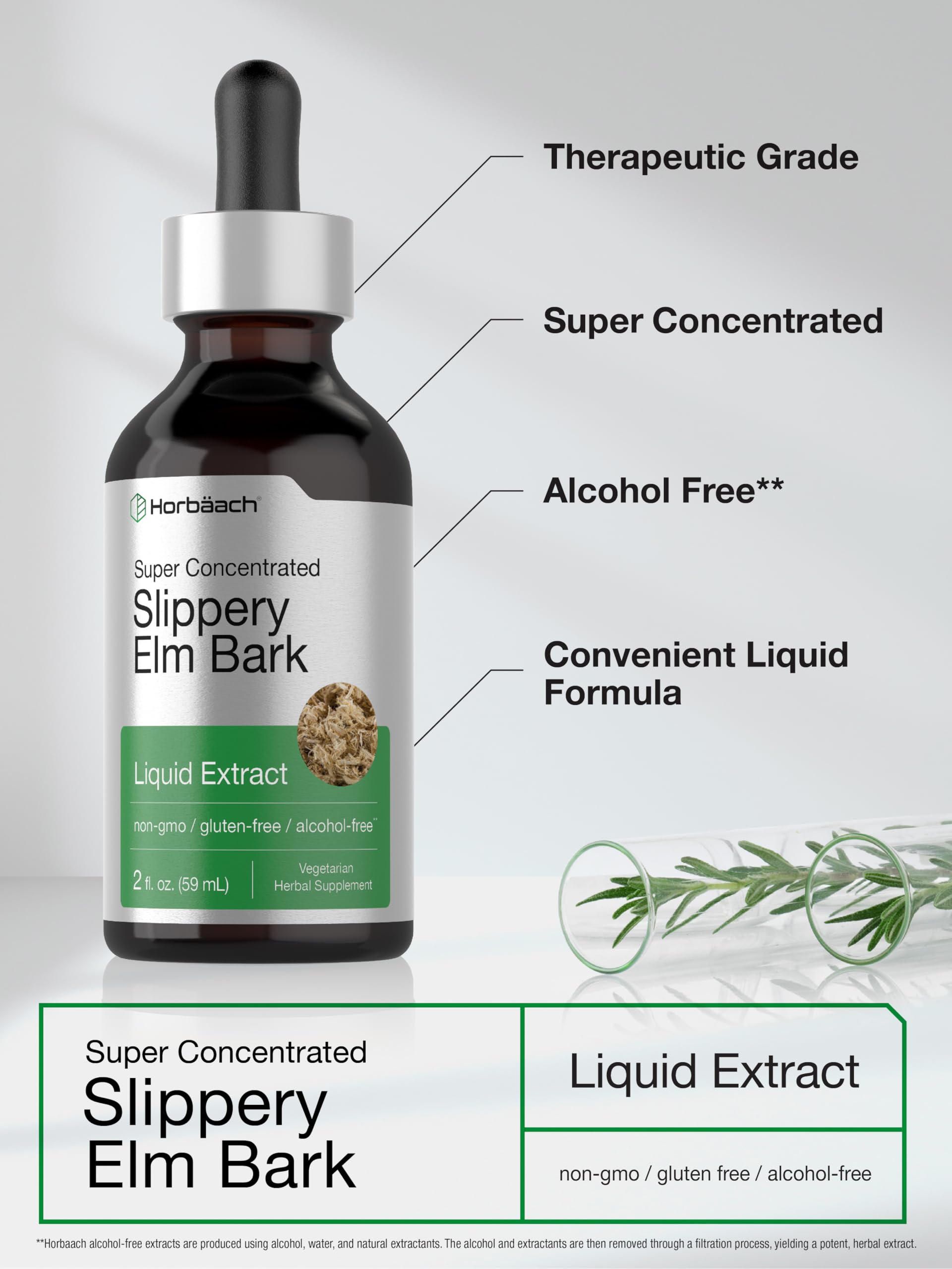 Packaging and ingredients of Horbaach Slippery Elm Liquid Drops