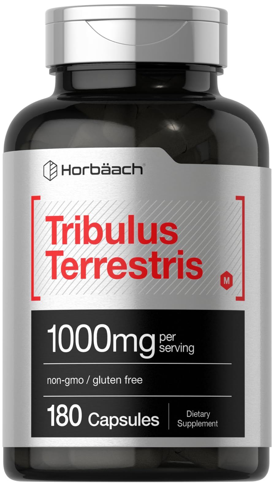 Horbaach Tribulus Terrestris 1000 mg bottle with 180 capsules