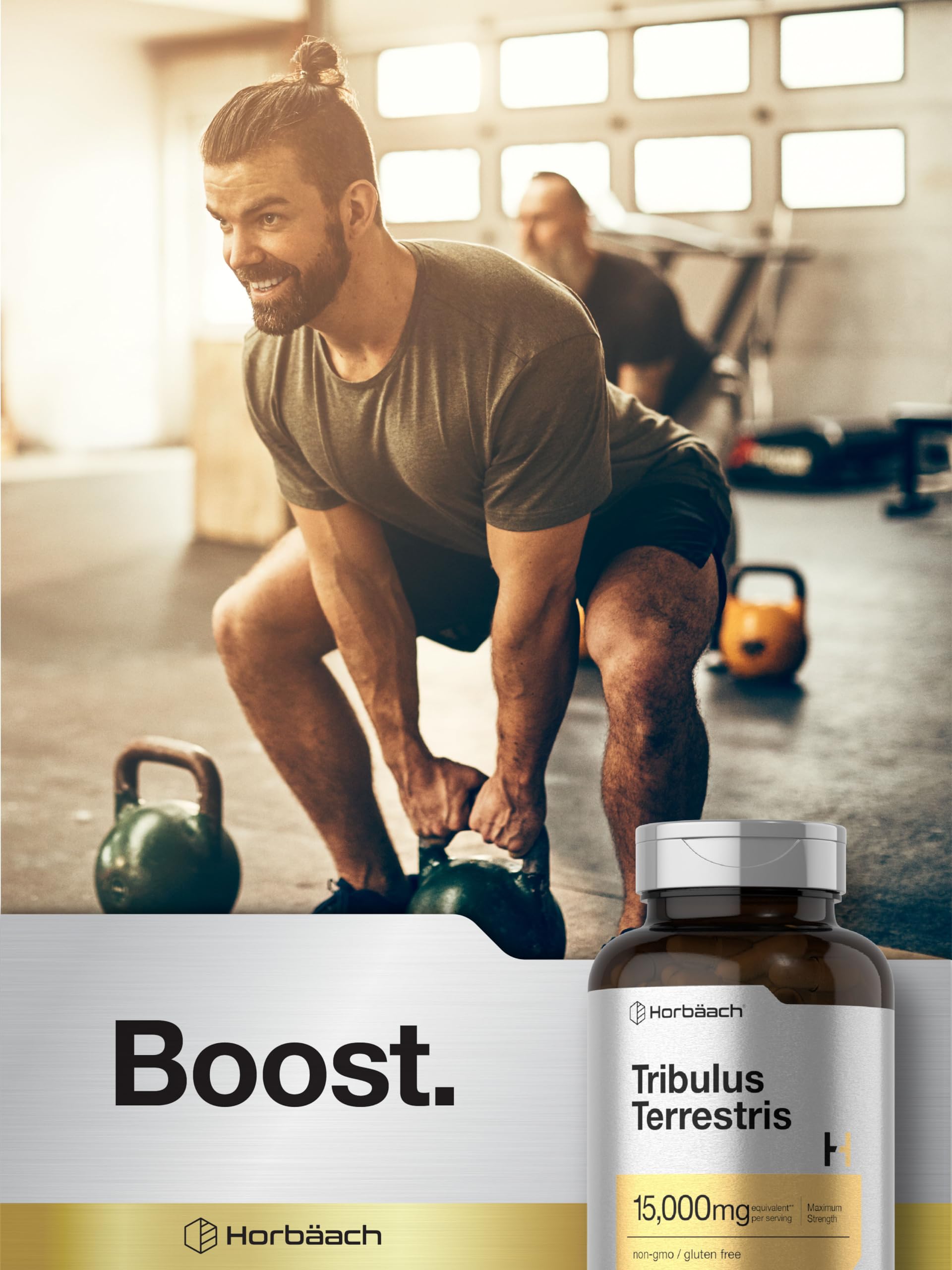 Product shot of Horbäach Tribulus Terrestris bottle on white background