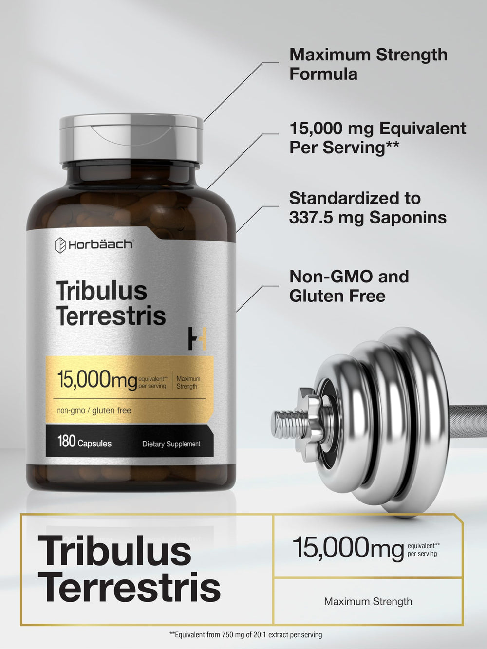 Supplement facts panel for Horbäach Tribulus Terrestris