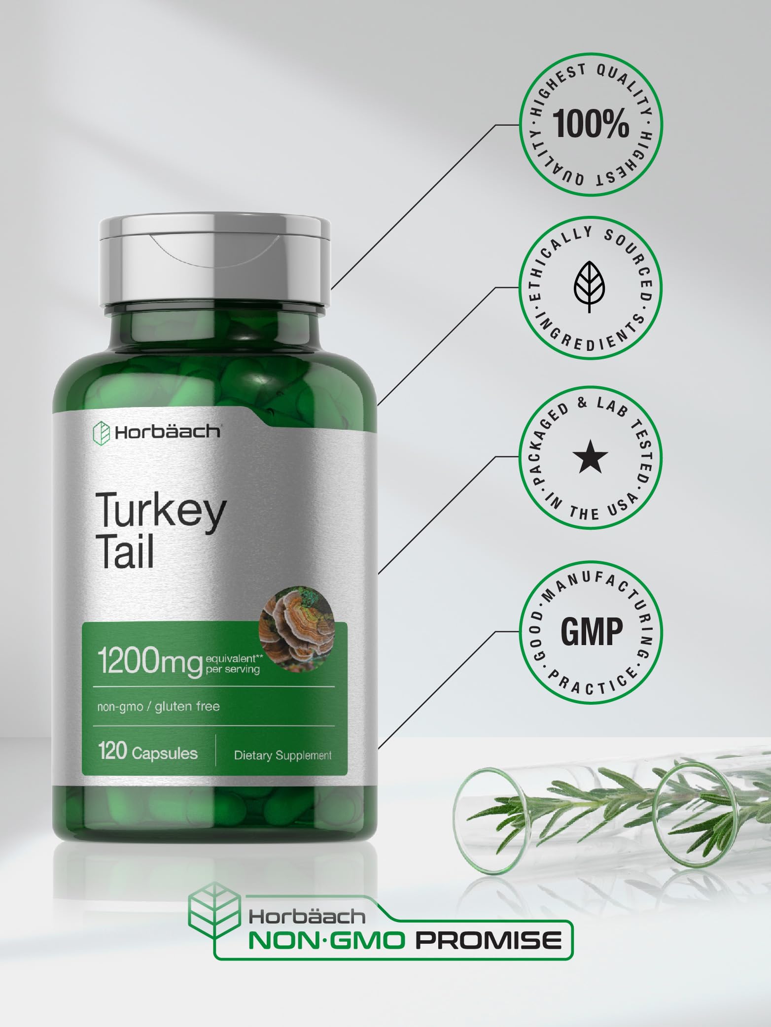 Serving size information for Horbäach Turkey Tail Capsules