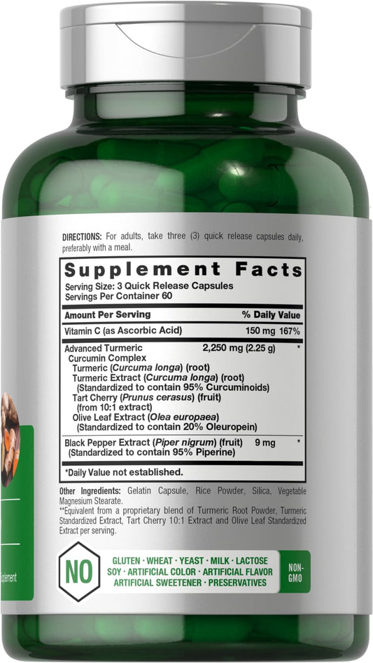 Close-up of Horbäach Turmeric Curcumin bottle with label visible