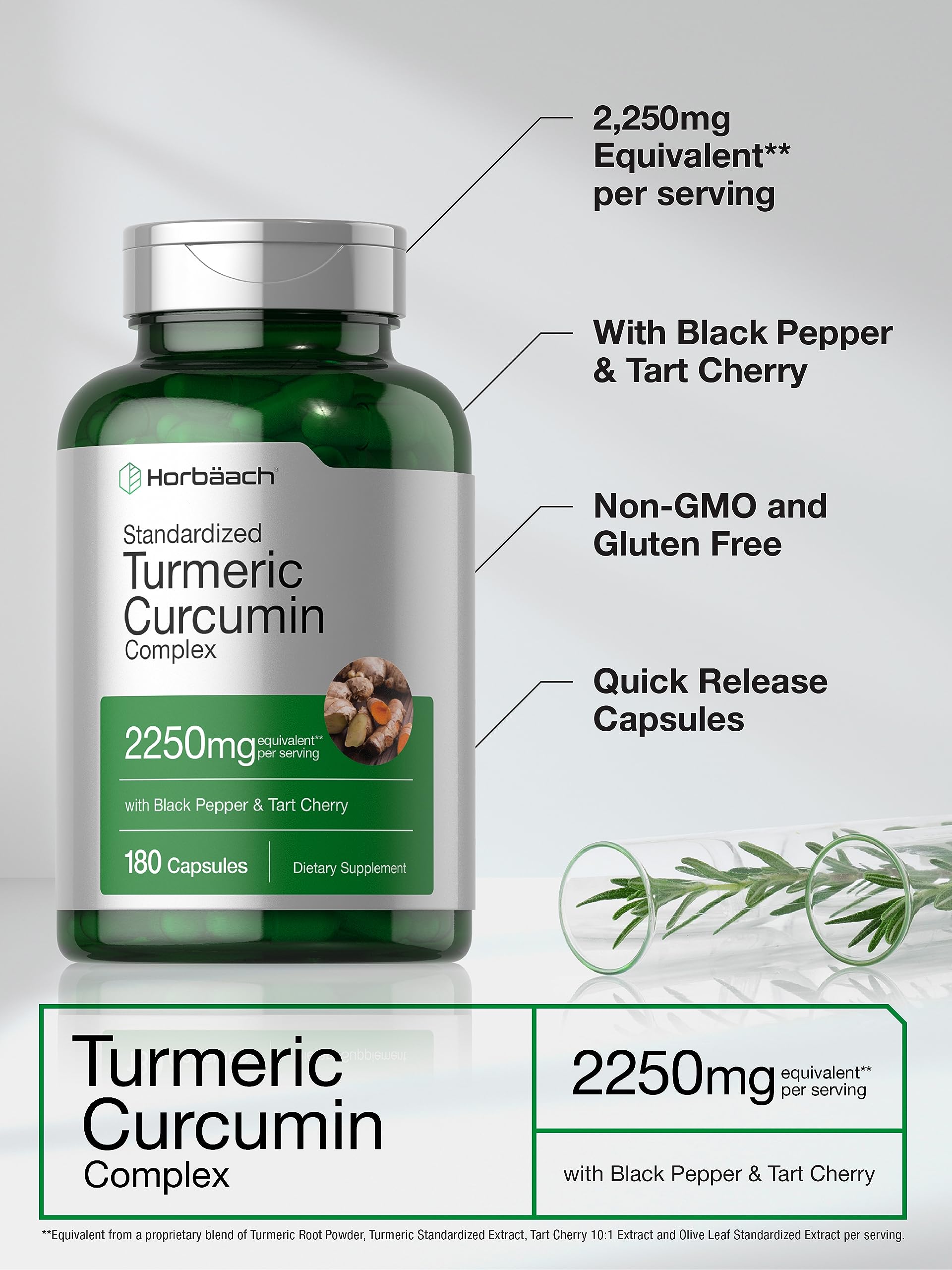 Capsules of Horbäach Turmeric Curcumin 2250mg
