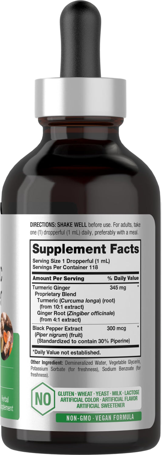 Close-up of Horbaach turmeric ginger drops bottle