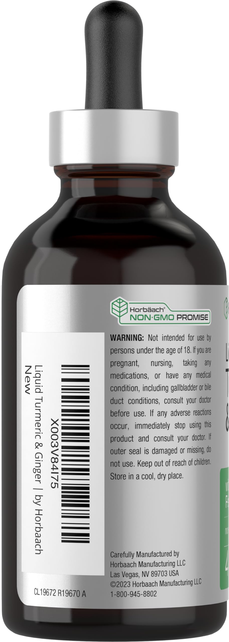 Label of Horbaach Turmeric and Ginger Drops