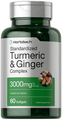 Horbäach Turmeric and Ginger supplement bottle with 60 softgels