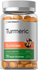 Bottle of Horbaach Turmeric Gummies Mango Peach flavor