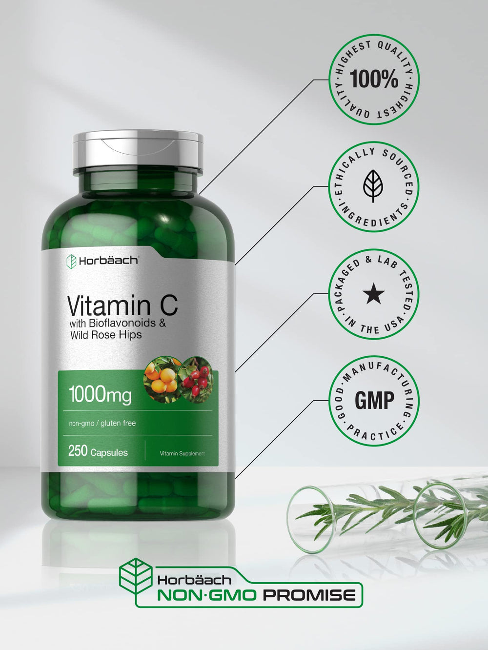 Front view of Horbäach Vitamin C packaging