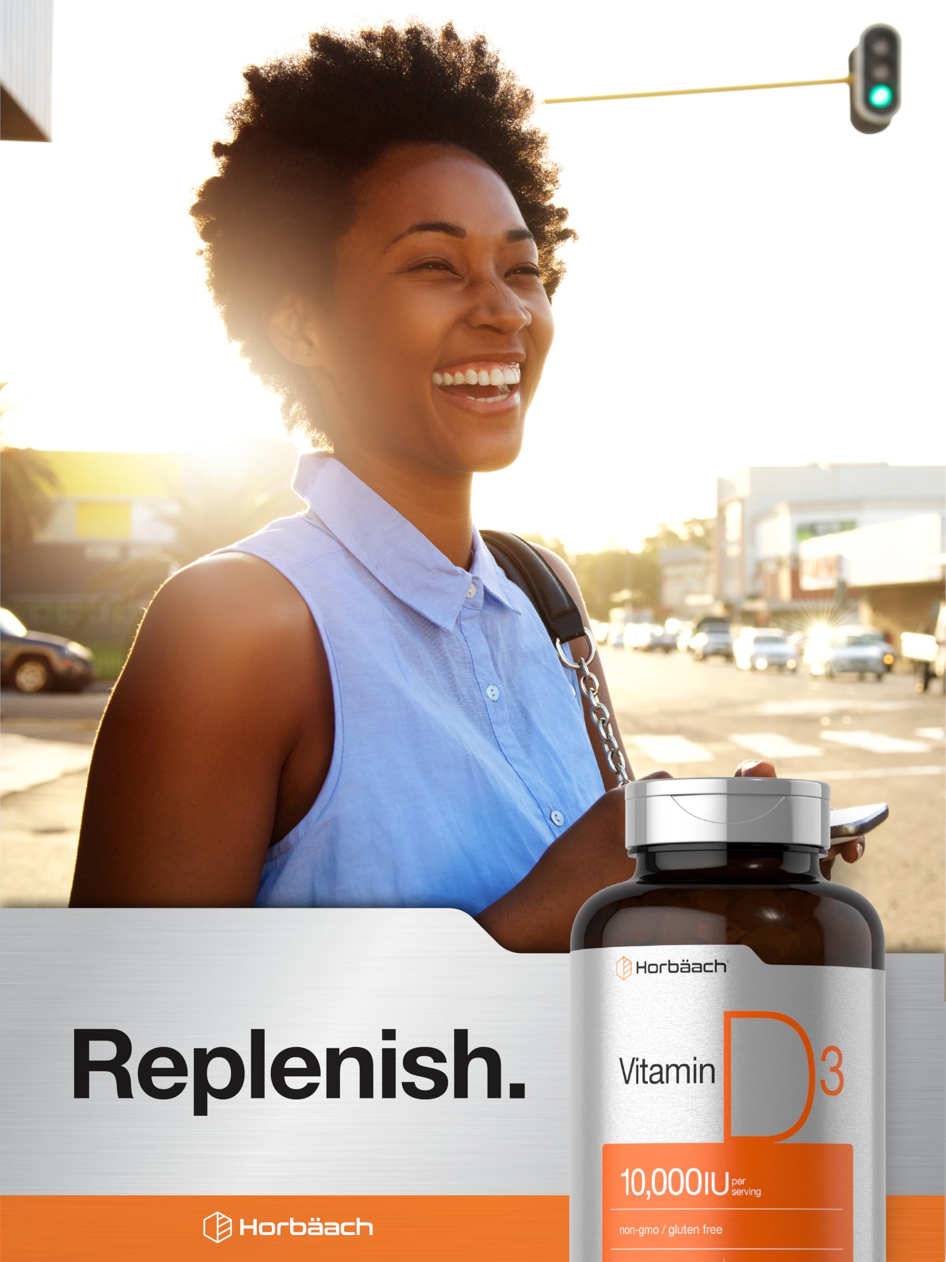 Product shot of Horbaach Vitamin D3 10000 IU softgels